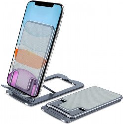 Universal Aluminum Metal Adjustable Cell Phone Stand for Desk Foldable Dock for All Phones, iPad Pro, Tablets (Space Gray)